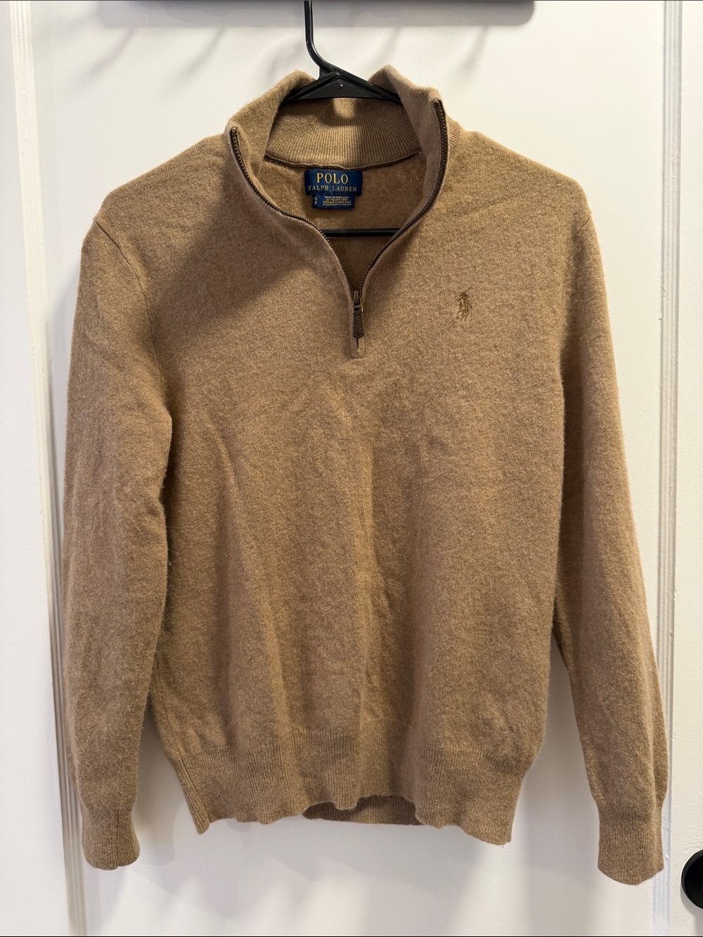 Polo by Ralph Lauren Men's Camel Quarter-Zip Sweater